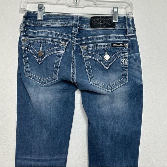 Miss Me Jeans Size 26 Signature Skinny Low Rise Flap Pockets Embroidered Biker - Picture 2 of 12